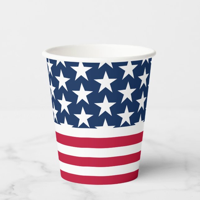 Gobelets En Papier Stars Stripes USA flag tasse de papier (Recto)