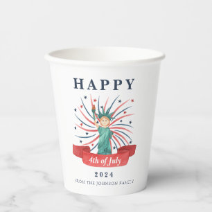 Gobelets En Papier Statue De La Liberté 4 juillet Bleu