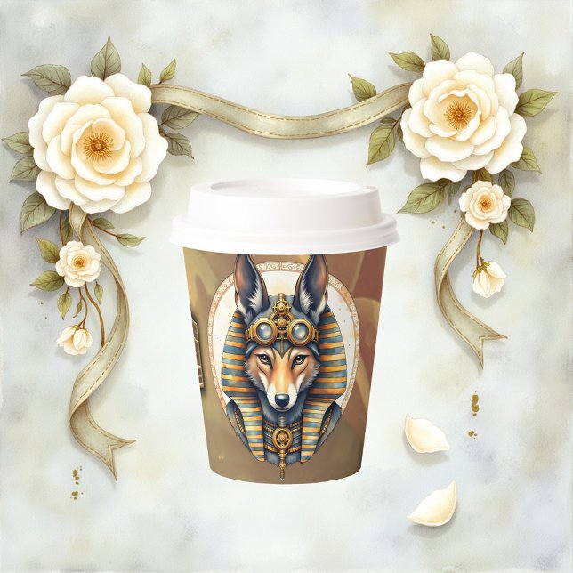 Gobelets En Papier Steampunk Anubis Fox Portrait (Créateur téléchargé)