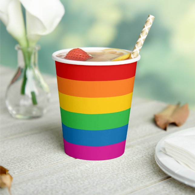 Gobelets En Papier Sticker Arc-en-ciel classique rond (Insitu)
