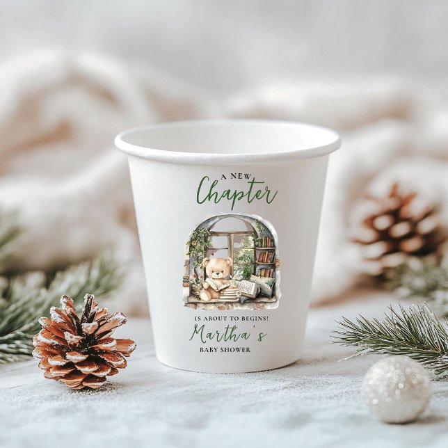 Gobelets En Papier Storybook Un nouveau chapitre sur commence Baby sh (Créateur téléchargé)
