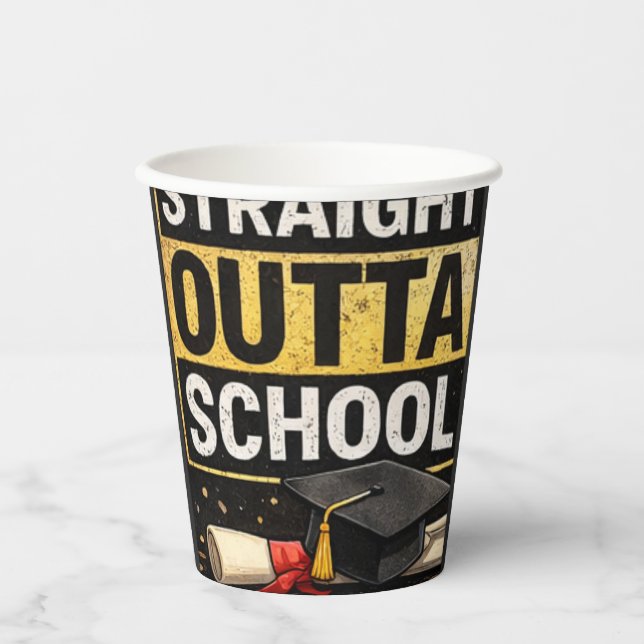 Gobelets En Papier Straight Outta School Graduation cup (Recto)