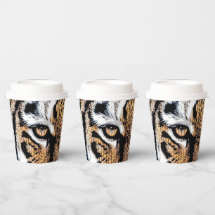 Gobelets En Papier Style de presse graphique Wild Tiger Portrait