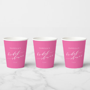 Gobelets En Papier Style Élégant et Coquet Mariage Rose Script