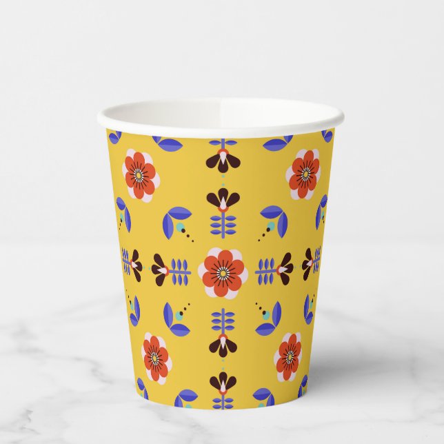 Gobelets En Papier Style scandinave Modèle géométrique floral (Gauche)