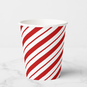 Gobelets En Papier Sucre de canne classique rouge et blanc rayures No