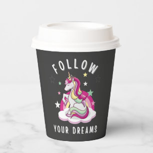 Gobelets En Papier Suivez vos rêves Mon Unicorn Anniversaire