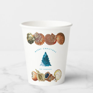 Gobelets En Papier Summer Christmas Beach Seashell Nom personnalisé