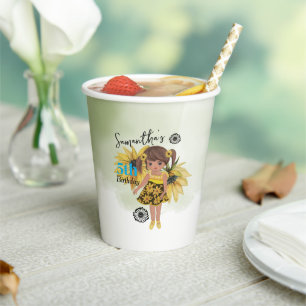 Gobelets En Papier Sunflower Watercolor Cinquième fille Anniversaire