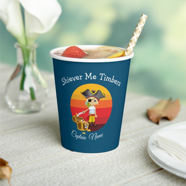 Gobelets En Papier Sunset Nautical Boy Pirate (Insitu)