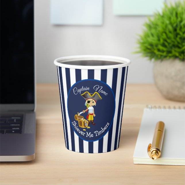 Gobelets En Papier Sunset Nautical Stripes Boy Party Pirate (Insitu)