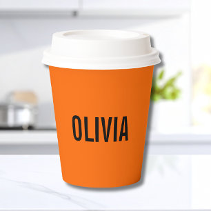 Gobelets En Papier Sunset Orange Nom moderne Minimaliste tendance