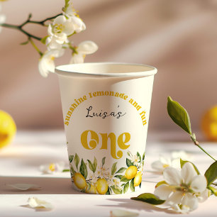 Gobelets En Papier Sunshine Lemonade citron 1ère fête d'anniversaire