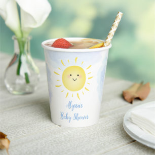 Gobelets En Papier Sunshine Nuages Blue Boy Baby shower