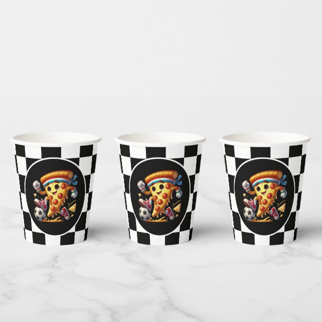Gobelets En Papier Super party de foot avec pizza  (Multi)