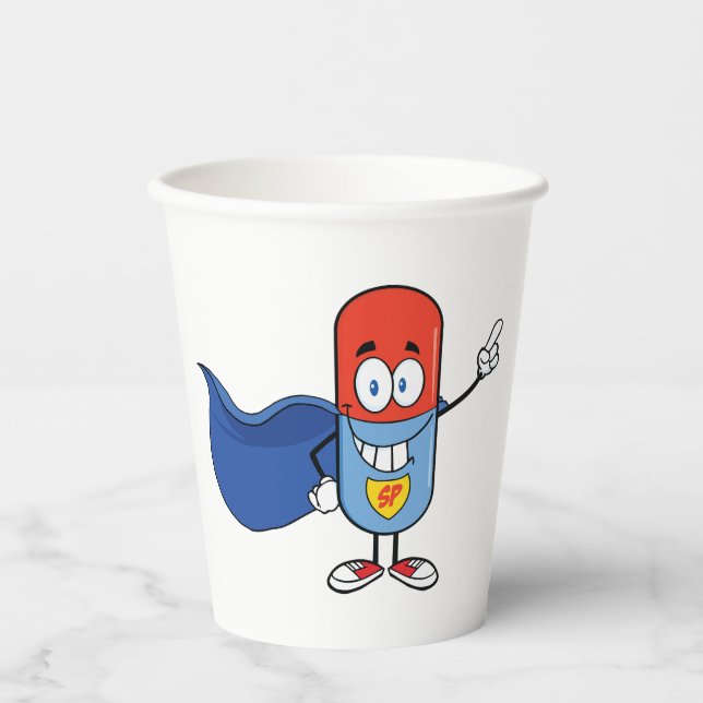 Gobelets En Papier Super Pill Cartoon Hero Character (Recto)