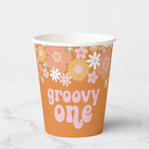Gobelets En Papier Super Un Retro Floral premier Anniversaire Coupes