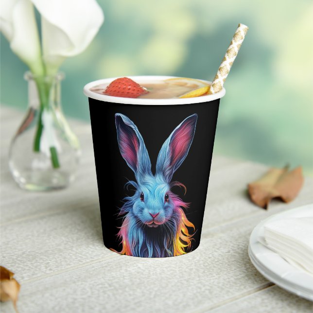 Gobelets En Papier Superbe Lapin Bleu en feu (Insitu)