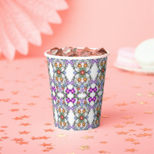 Gobelets En Papier Superbe motif de fleurs en dentelle rose
