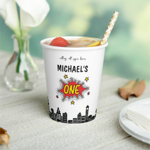 Gobelets En Papier Superhero dynamique 1er anniversaire