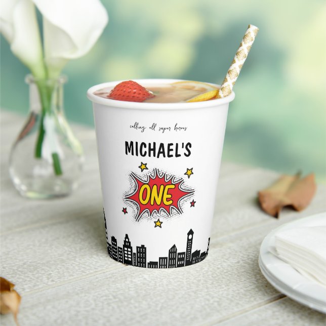 Gobelets En Papier Superhero dynamique 1er anniversaire (Insitu)