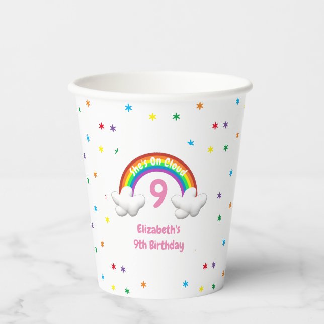 Gobelets En Papier Sur Cloud 9 ! Anniversaire arc-en-ciel (Recto)
