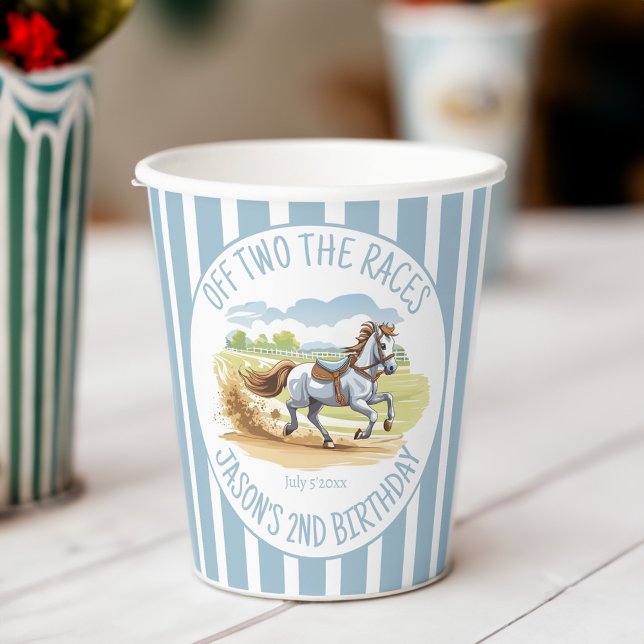 Gobelets En Papier Sur deux courses la fête équestre derby imprimé (Off two the races horses equestrian derby party printed paper cups personalized tableware decor)