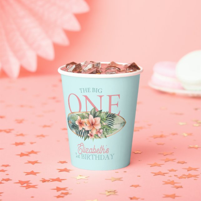 Gobelets En Papier Surf Tropical The Big One 1st Birthday (Insitu)
