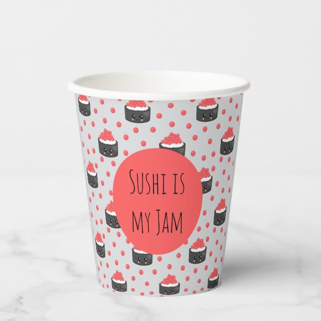 Gobelets En Papier Sushi pattern and funny quote Paper cup (Recto)
