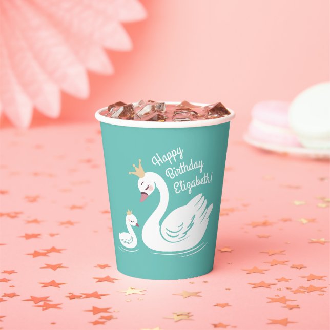 Gobelets En Papier Swan 1er anniversaire Baby shower (Insitu)