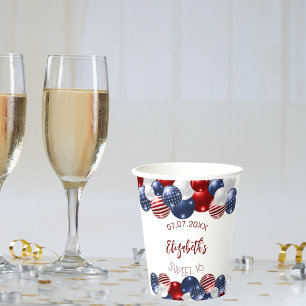 Gobelets En Papier Sweet 16 patriotique USA rouge blanc bleu drapeau