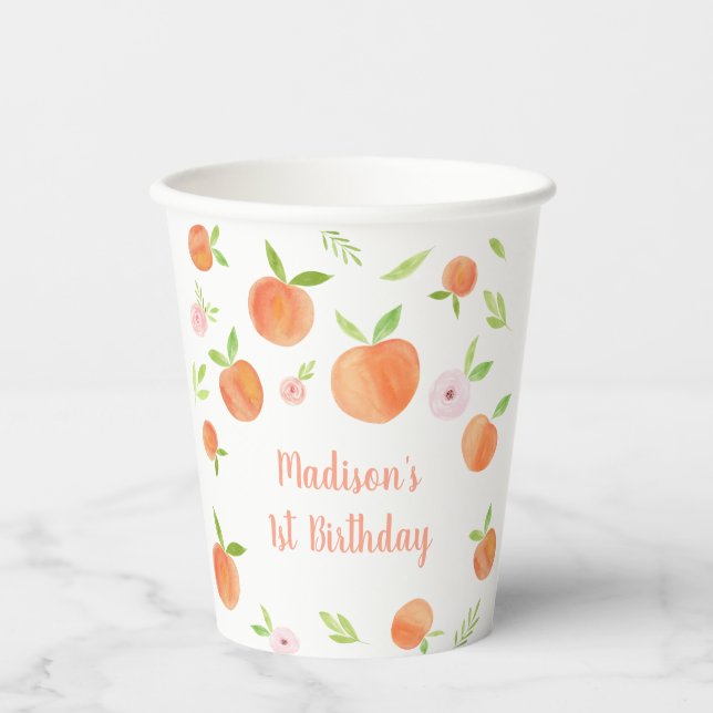 Gobelets En Papier Sweet As A Peach Anniversaire (Recto)