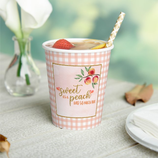 Gobelets En Papier Sweet as a Peach Birthday Paper Cups (Insitu)
