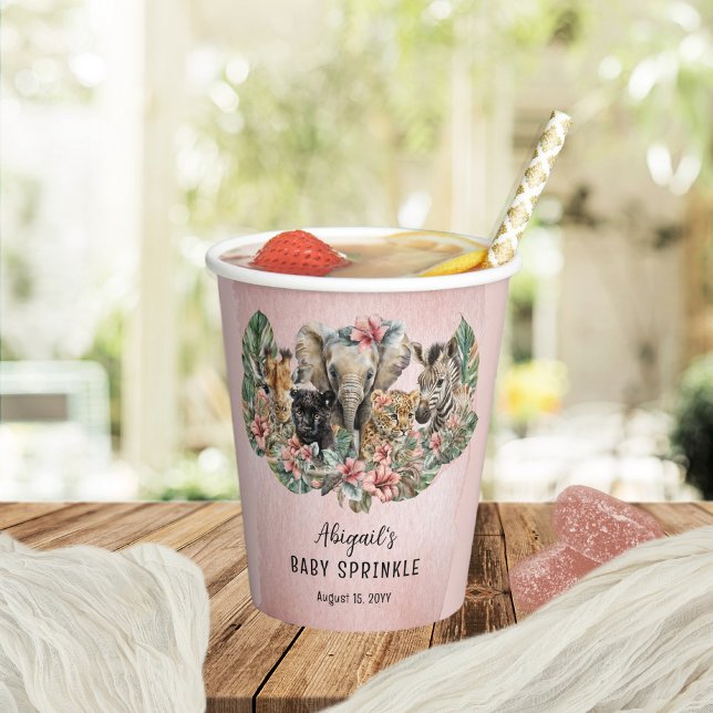 Gobelets En Papier Sweet Baby Girl Animals Tropical Safari Sprinkl (Créateur téléchargé)