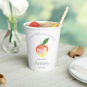 Gobelets En Papier Sweet Little Peach 1er anniversaire