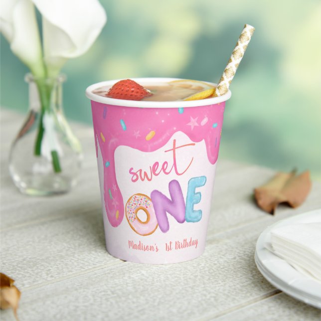 Gobelets En Papier Sweet One Rose Frosting Girl's premier anniversair (Insitu)