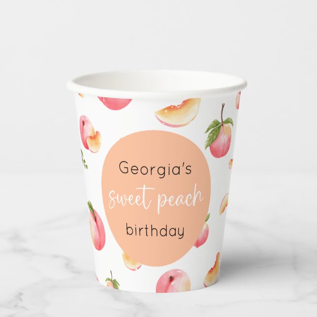 Gobelets En Papier Sweet Peach 1er anniversaire (Recto)