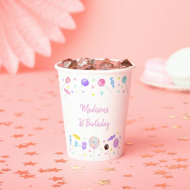 Gobelets En Papier Sweet Shop Lollipop Candy Anniversaire (Insitu)