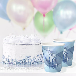 Gobelets En Papier Sweet sixteen bleu à percussion ID652