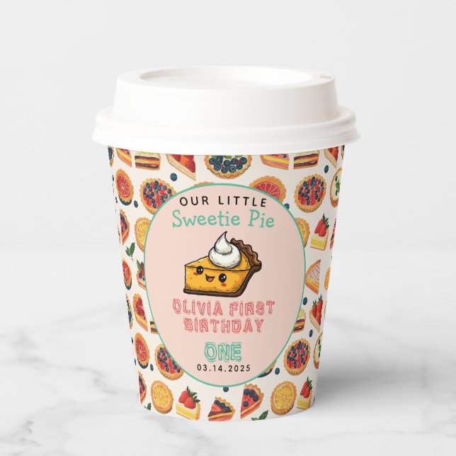 Gobelets En Papier Sweetie Pie - Pi Day 1er Anniversaire (Recto)