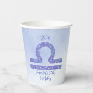 Gobelets En Papier Symbole Cute Libra Personnalisé Purple Anniversair