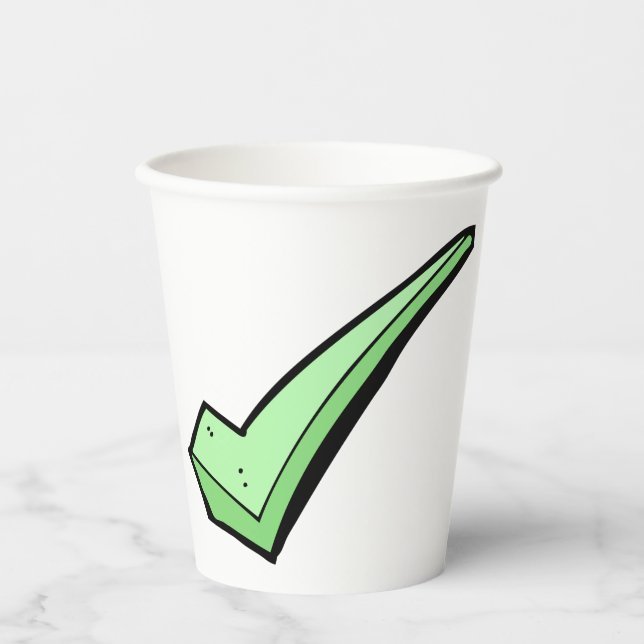 Gobelets En Papier Symbole de coche verte (Recto)