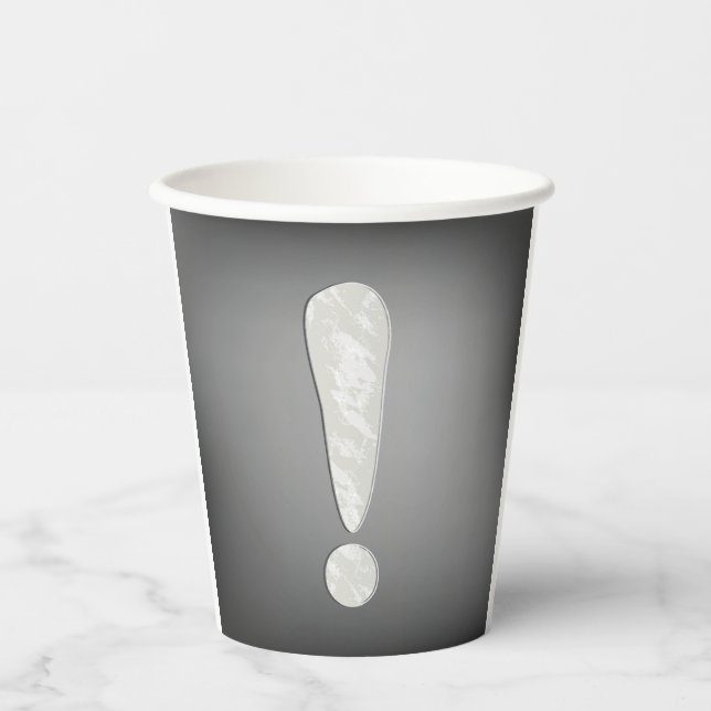 Gobelets En Papier Symbole de point d'exclamation grunge industriel (Recto)