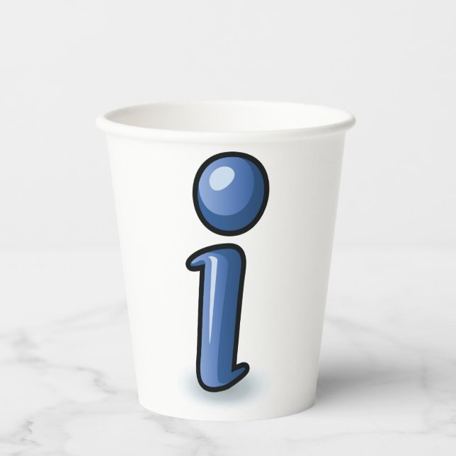 Gobelets En Papier Symbole d'icône d'information Bleu Glossy (Recto)