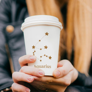 Gobelets En Papier Symbole moderne Zodiac Gold Aquarius   Air de l'él