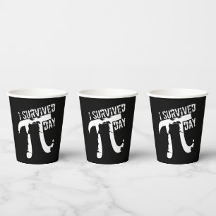 Gobelets En Papier Symbole Pi Drôle - J'Ai Survécu Coupes Papier Jour