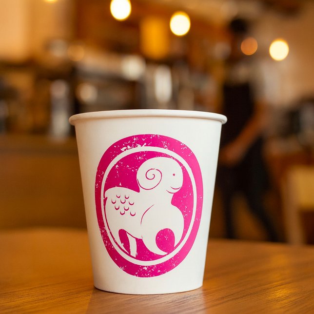 Gobelets En Papier SYMBOLE Zodiaque Aries Grunge Ram Rose Astrologie (Créateur téléchargé)