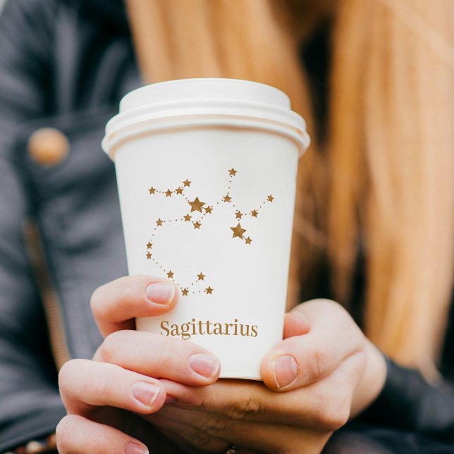 Gobelets En Papier Symbole Zodiaque moderne Sagittaire Or| Feu d'élém (Créateur téléchargé)