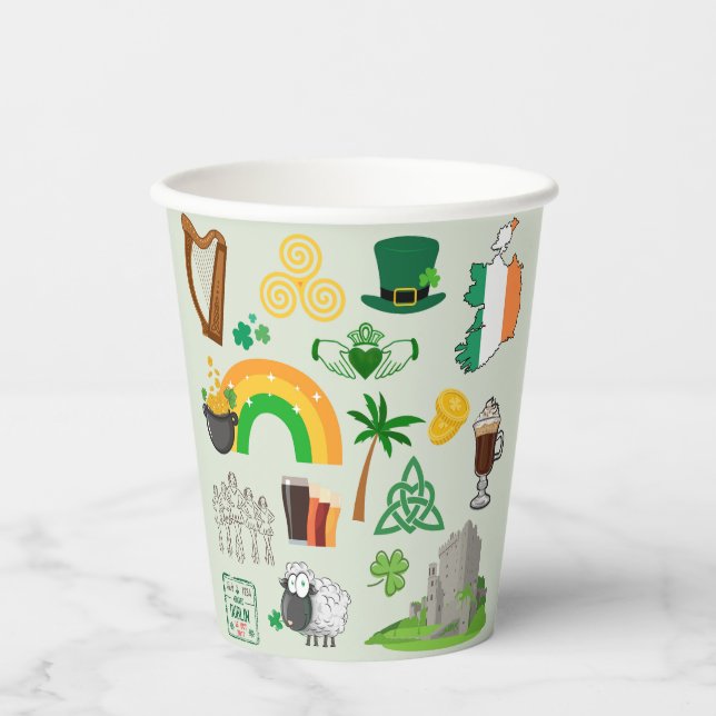Gobelets En Papier Symboles de l'Irlande (Recto)