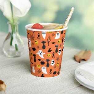 Gobelets En Papier Symboles Halloween éffrayant motif transparent
